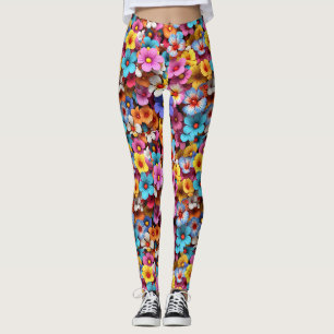Colourful Pretty Flowers Pattern-20240 Leggings