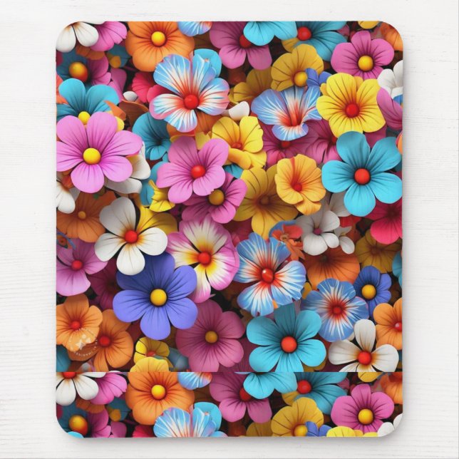Colourful Pretty Flowers Pattern-20240 Mouse Pad (Front)