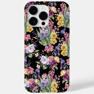 Colourful Pretty Garden Flowers on Black Backgroun Case-Mate iPhone 14 Pro Max Case