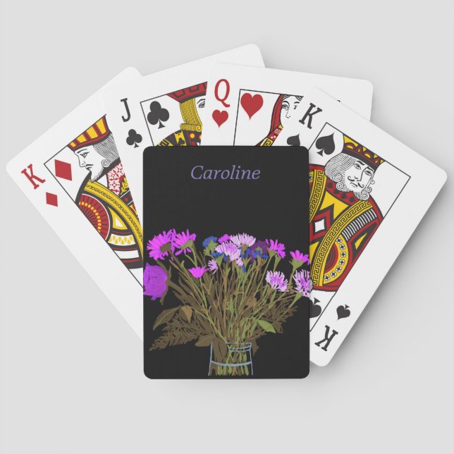 Colourful Pretty Spring Flower Bouquet For Her Playing Cards (Back)