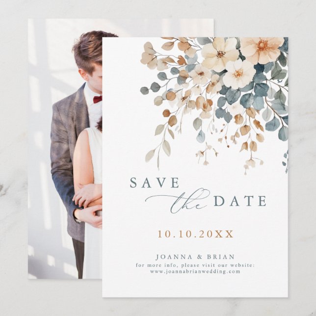 Colourful Pretty Spring Wildflower Meadow Photo  Save The Date (Front/Back)