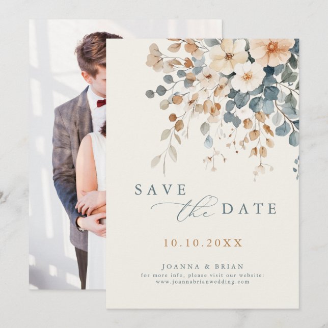 Colourful Pretty Spring Wildflower Meadow Photo  Save The Date (Front/Back)
