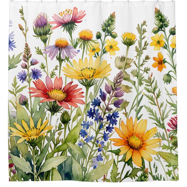Colourful pretty wildflowers watercolor painting (Front)