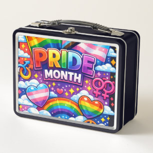 Colourful Pride Month Rainbow and Unicorn Art Metal Lunch Box