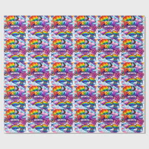 Colourful Pride Month Rainbow and Unicorn Art  Wrapping Paper