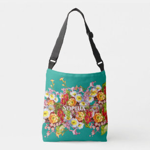 Colourful Primroses Cute Floral Spring Personalize Crossbody Bag