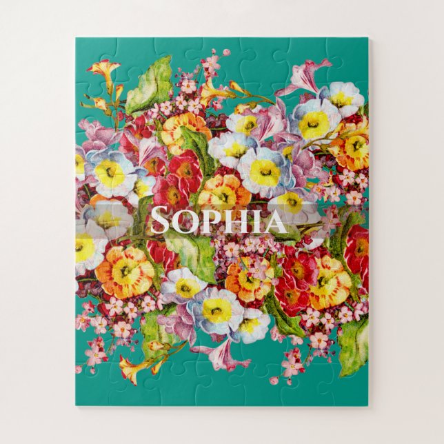Colourful Primroses Cute Floral Spring Personalize Jigsaw Puzzle (Vertical)