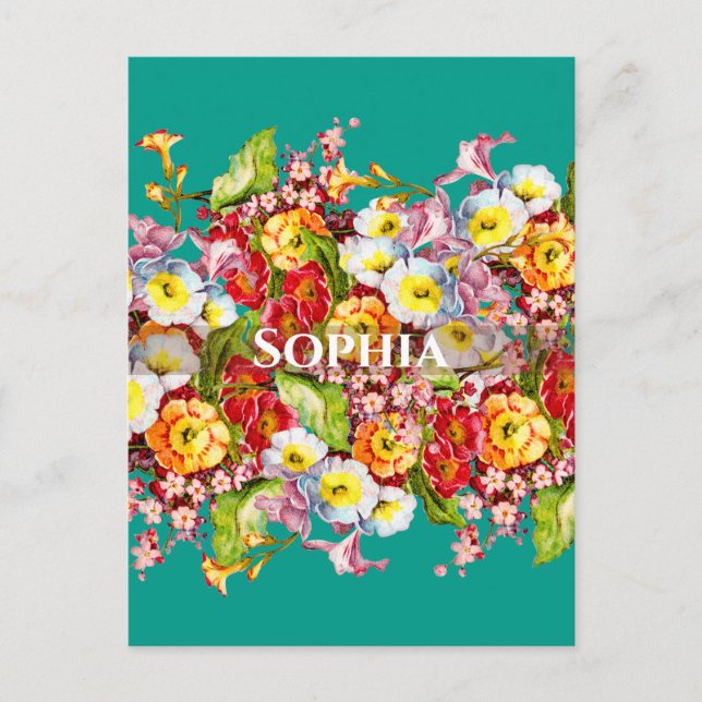 Colourful Primroses Cute Floral Spring Personalize Postcard (Front)