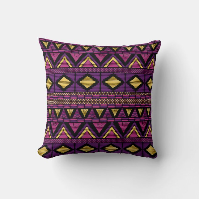 Colourful print and ethnic texture Throw Pillow (Front)