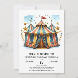Colourful Printable Joy Circus Birthday Invitation