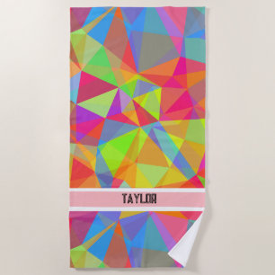 Colourful Prism Geometric Kaleidoscope Rainbow Beach Towel