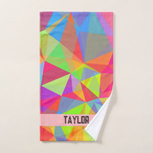 Colourful Prism Geometric Kaleidoscope Rainbow Hand Towel