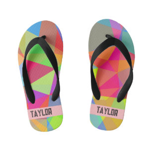 Colourful Prism Geometric Kaleidoscope Rainbow Kid's Flip Flops