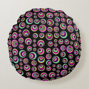Colourful Psych Spots + your background & idea Round Pillow