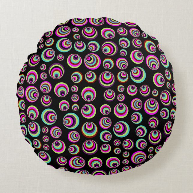 Colourful Psych Spots + your background & idea Round Pillow (Front)