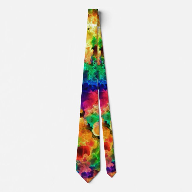Colourful Psychedelic Abstract Rainbow Tie (Front)