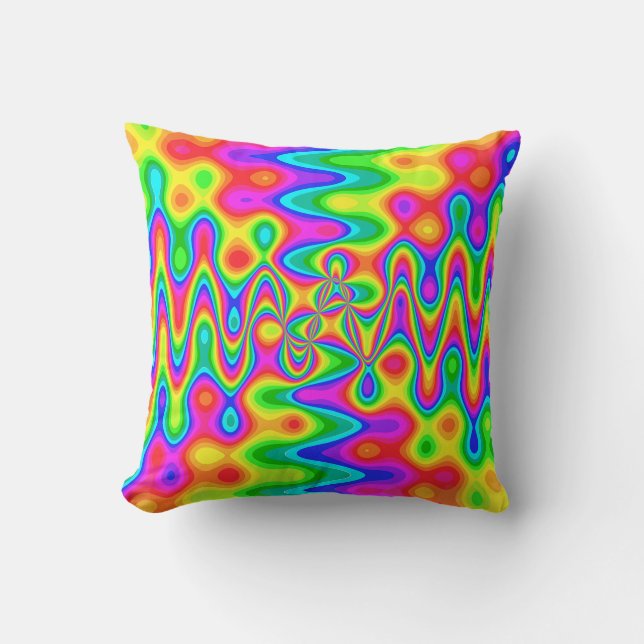 Colourful Psychedelic Art Throw Pillow (Front)