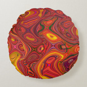 Colourful psychedelic background made of interweav round pillow