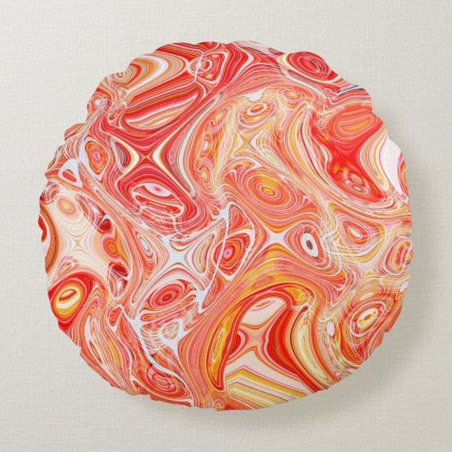 Colourful psychedelic background made of interweav round pillow (Front)