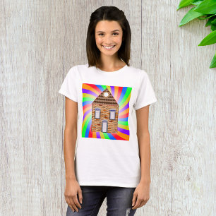 Colourful Psychedelic Brick House Rainbow Design T-Shirt