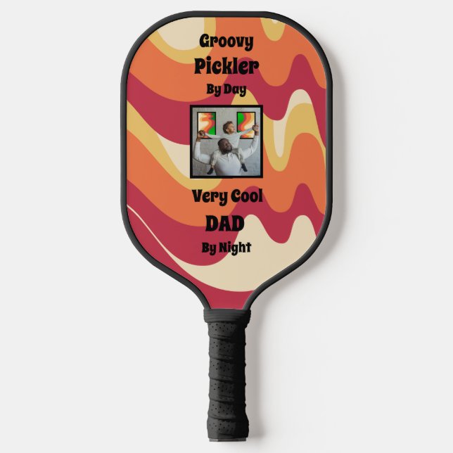 Colourful Psychedelic "Cool Dad" Photo Pickleball Paddle (Front)