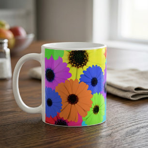 Colourful Psychedelic Daisy Floral Pattern Coffee Mug