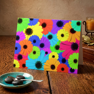 Colourful Psychedelic Daisy Floral Pattern Thank You Card
