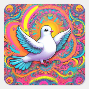 Colourful Psychedelic Dove Sticker