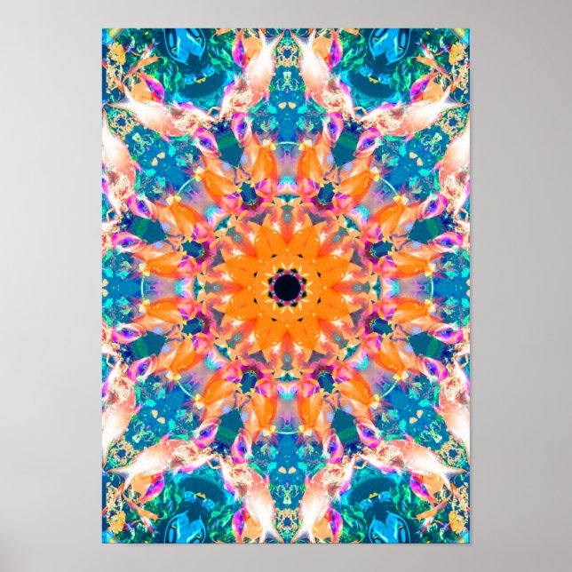 Colourful Psychedelic Dreamy Mandala Poster (Front)