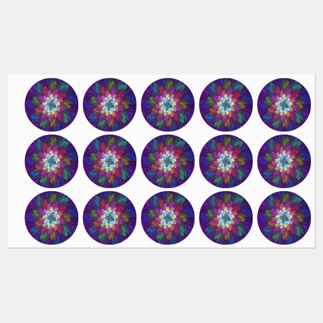 Colourful Psychedelic Flower Abstract Fractal Art (Sheet)