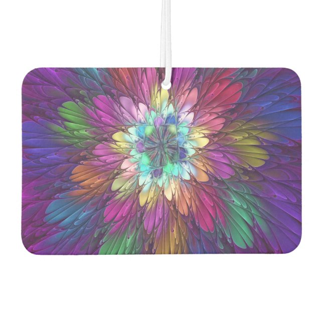Colourful Psychedelic Flower Abstract Fractal Art Air Freshener (Front)