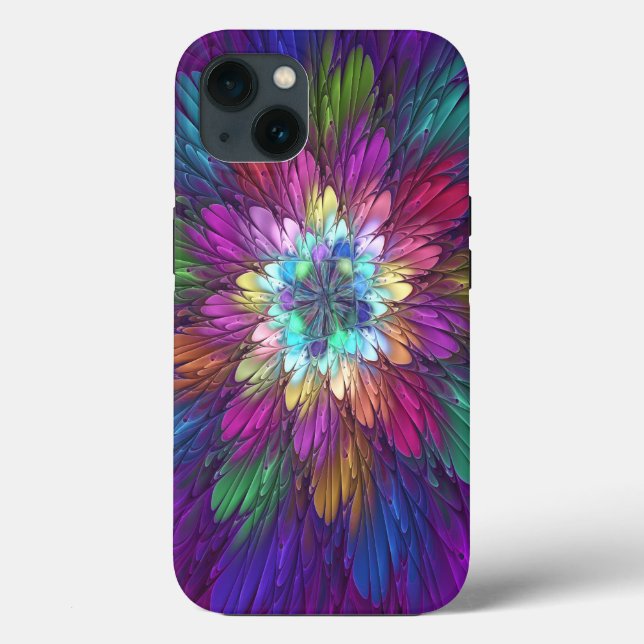 Colourful Psychedelic Flower Abstract Fractal Art Case-Mate iPhone Case (Back)