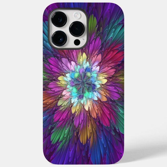 Colourful Psychedelic Flower Abstract Fractal Art Case-Mate iPhone Case (Back)