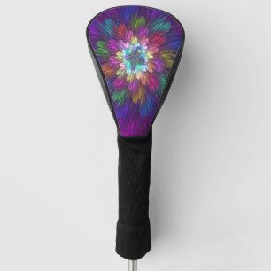 Colourful Psychedelic Flower Abstract Fractal Art Golf Head Cover