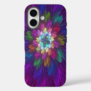 Colourful Psychedelic Flower Abstract Fractal Art iPhone 16 Case