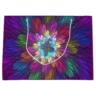 Colourful Psychedelic Flower Abstract Fractal Art Large Gift Bag