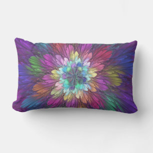 Colourful Psychedelic Flower Abstract Fractal Art Lumbar Pillow