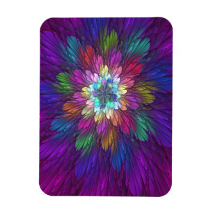 Colourful Psychedelic Flower Abstract Fractal Art Magnet