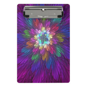 Colourful Psychedelic Flower Abstract Fractal Art Mini Clipboard