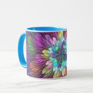 Colourful Psychedelic Flower Abstract Fractal Art Mug