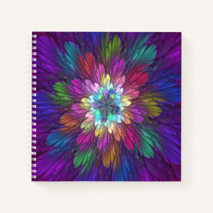 Colourful Psychedelic Flower Abstract Fractal Art Notebook