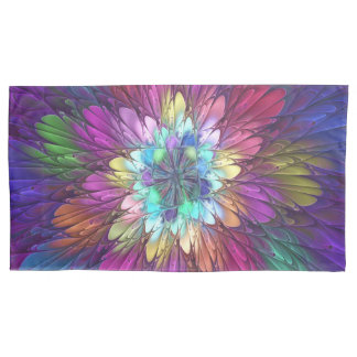 Colourful Psychedelic Flower Abstract Fractal Art Pillowcase