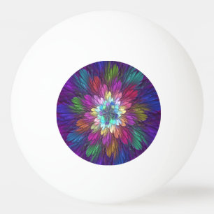 Colourful Psychedelic Flower Abstract Fractal Art Ping Pong Ball