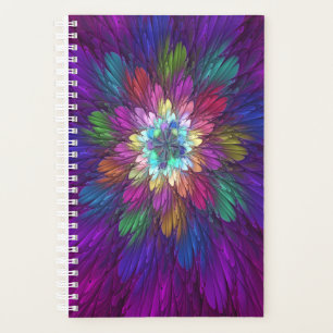 Colourful Psychedelic Flower Abstract Fractal Art Planner
