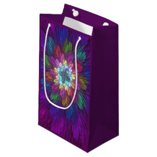 Colourful Psychedelic Flower Abstract Fractal Art Small Gift Bag