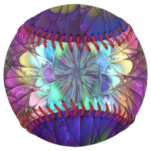Colourful Psychedelic Flower Abstract Fractal Art Softball