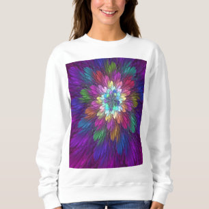 Colourful Psychedelic Flower Abstract Fractal Art Sweatshirt