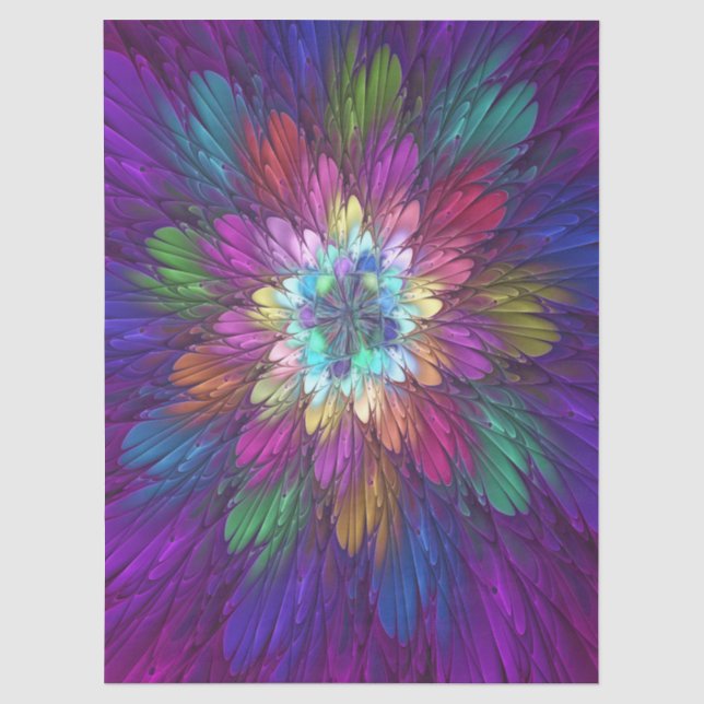 Colourful Psychedelic Flower Abstract Fractal Art Tissue Paper (Front)