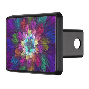 Colourful Psychedelic Flower Abstract Fractal Art Trailer Hitch Cover
