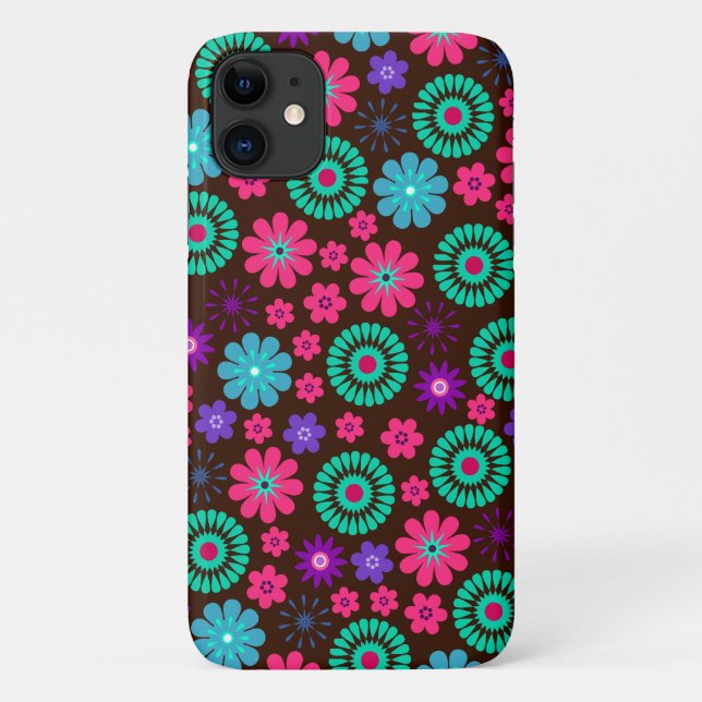 Colourful Psychedelic Funky Flower Pattern Case-Mate iPhone Case (Back)